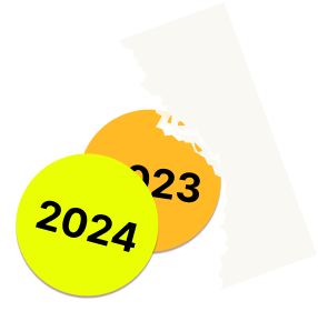 Stickers: 2024 overlaid on top of 2023