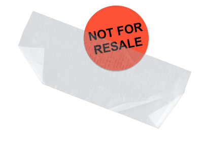 Scotch tape over a "NOT FOR RESALE" sticker.